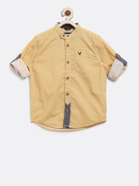 

Allen Solly Junior Boys Mustard Yellow & Off-White Sport Fit Printed Casual Shirt