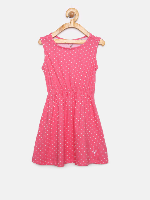 

Allen Solly Junior Girls Pink & White Printed Fit and Flare Dress