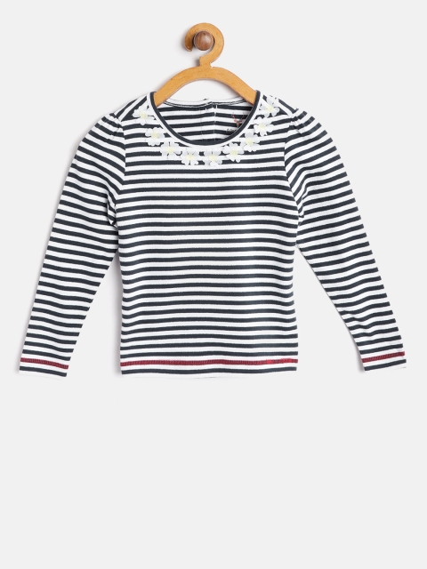 

Allen Solly Junior Girls Navy Blue & White Striped Top