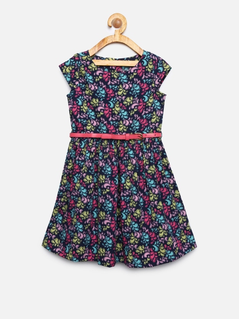 

Allen Solly Junior Girls Multicoloured Printed Fit and Flare Dress, Multi