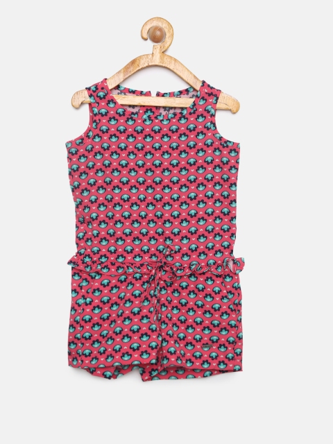 

Allen Solly Junior Pink & White Printed Playsuit