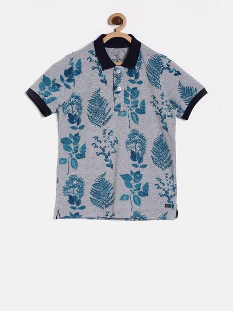 

Allen Solly Junior Boys Grey Printed Polo Collar T-shirt