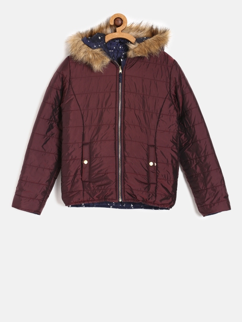 

Allen Solly Junior Girls Navy Blue & Maroon Reversible Padded Jacket