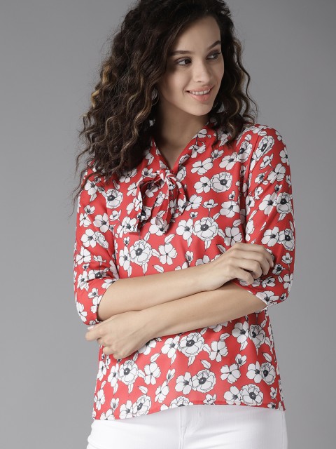 

Moda Rapido Women Red & White Printed Top