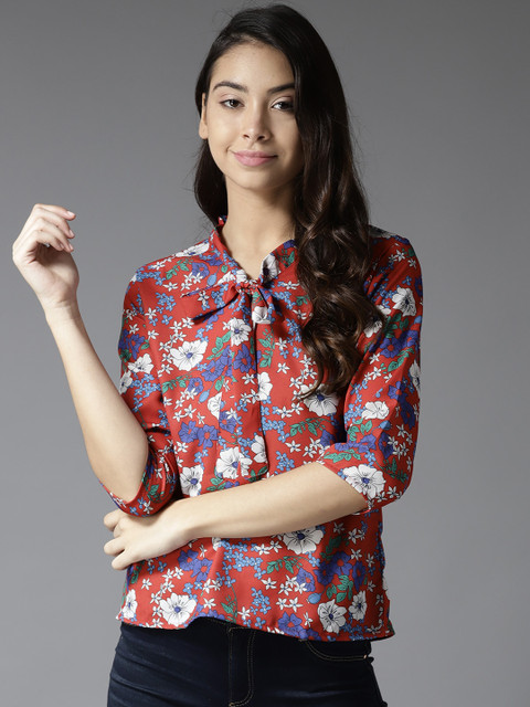 

Moda Rapido Women Red Printed Top