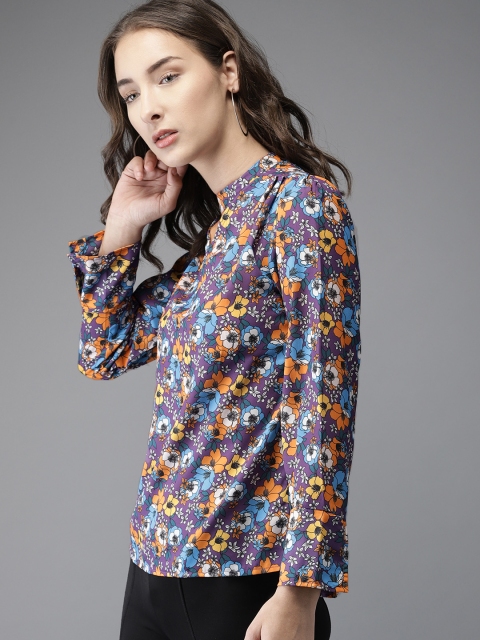 

Moda Rapido Women Purple Printed A-Line Top