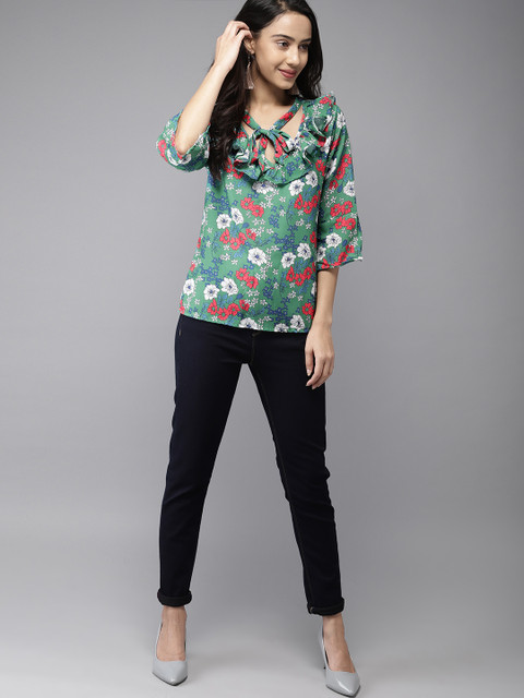 

Moda Rapido Women Green Printed Top