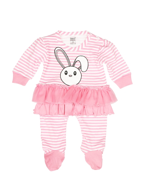 

MeeMee Girls Pink & White Striped Sleepsuit