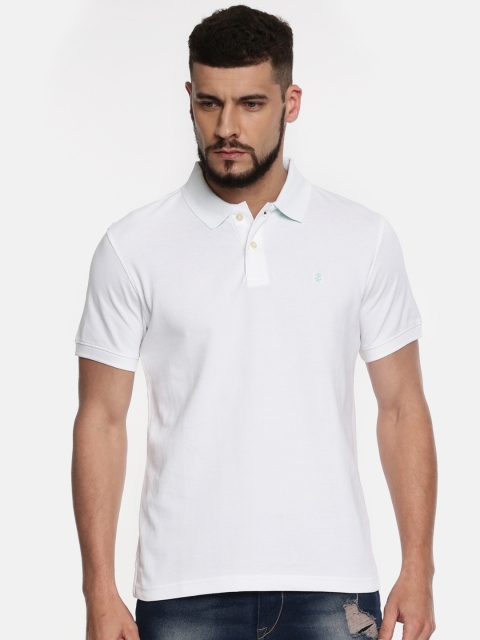 

IZOD Men White Solid Polo Collar T-shirt