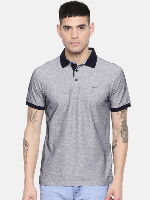 

IZOD Men Navy Self Design Polo Collar T-shirt, Navy blue