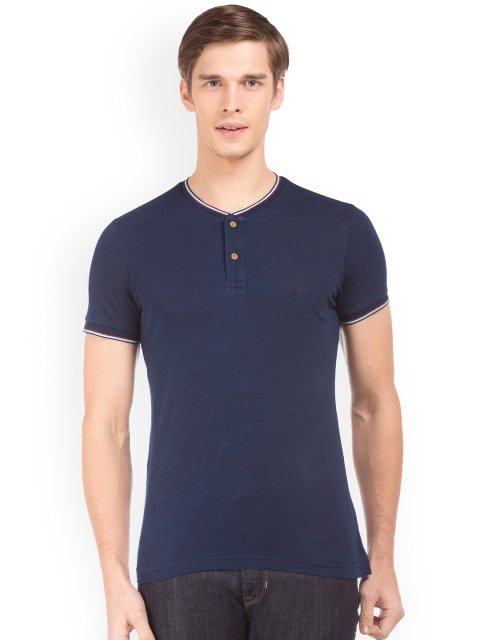 

IZOD Men Navy Blue Solid Slim Fit Henley Neck T-Shirt