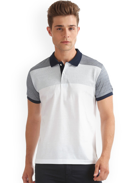 

IZOD Men White & Grey Striped Regular Fit Polo T-Shirt