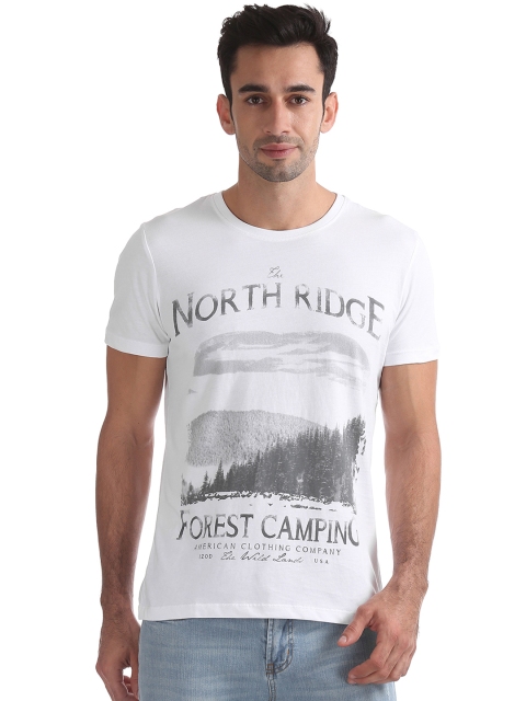 

IZOD Men White Printed Round Neck T-shirt