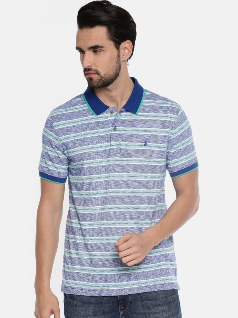 

IZOD Men Blue Striped Polo Collar T-shirt
