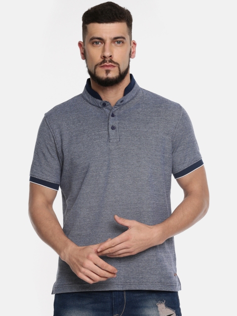 

Izod Navy Blue Solid Regular Fit Henley Neck T-Shirt