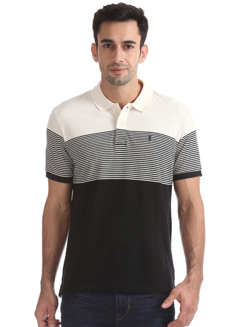 

IZOD Men Black Striped Polo Collar T-shirt