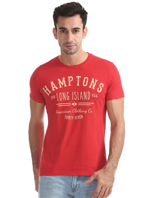 

IZOD Men Red Printed Round Neck T-shirt
