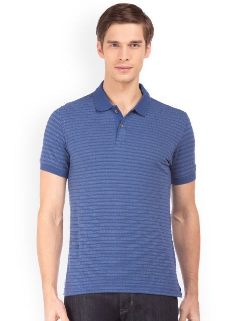 

IZOD Men Blue Striped Polo Collar T-shirt