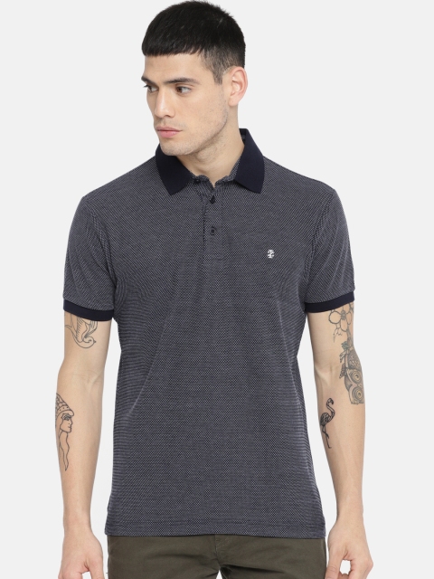 

IZOD Men Navy Blue Self-Design Polo T-shirt