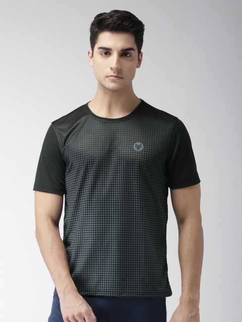 

2GO Men Black Printed Round Neck Go-Dry T-shirt