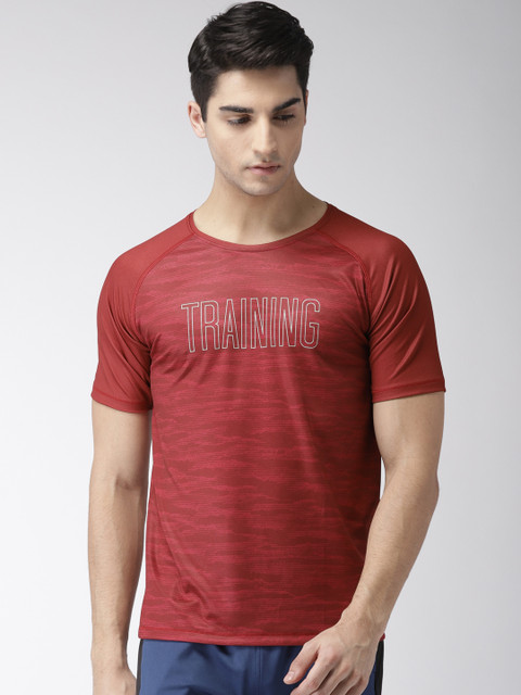 

2GO Men Maroon Printed Round Neck GO-DRY T-shirt
