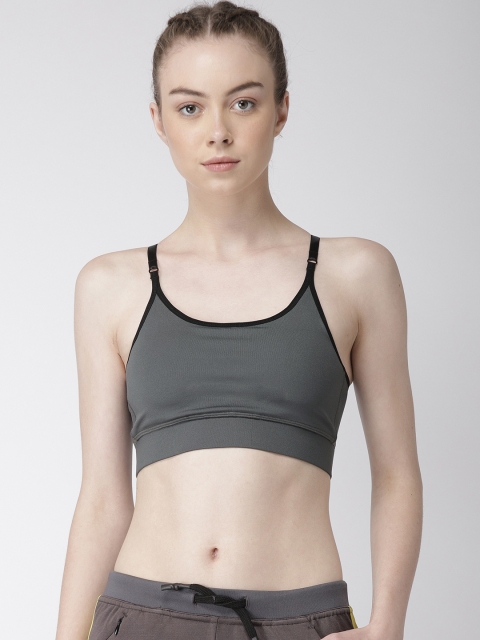 

2GO Grey Solid Non-Wired Lightly Padded Sports Bra
