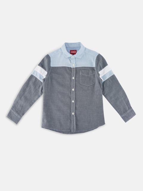 

CHALK by Pantaloons Boys Grey & Blue Colourblocked Casual Shirt