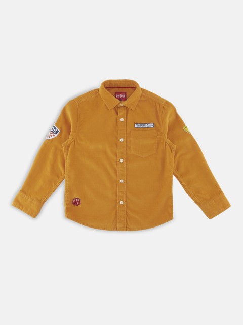 

CHALK by Pantaloons Boys Mustard Regular Fit Self Design Corduroy Casual Shirt