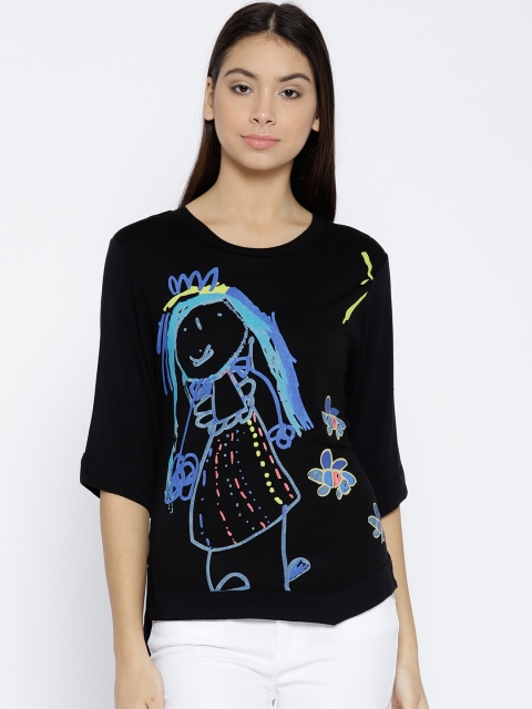 

I AM FOR YOU Women Black Printed Top