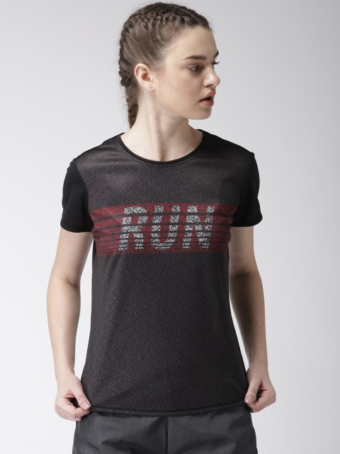 

2GO Women Black Printed Running GO-DRY T-shirt