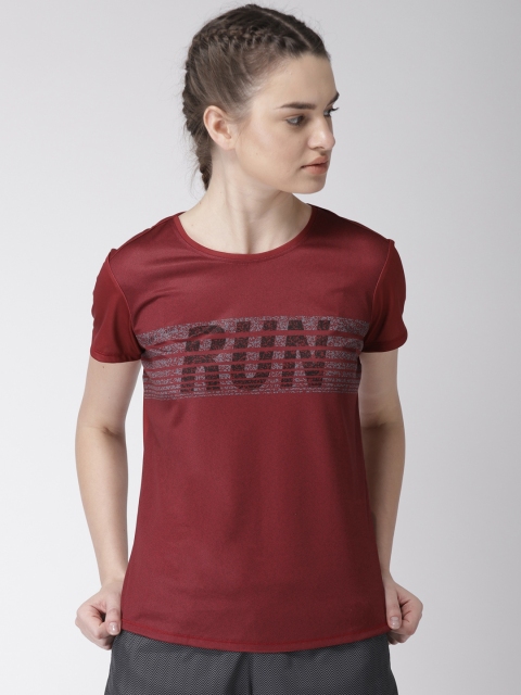 

2GO Women Maroon Printed Running GO-DRY T-shirt