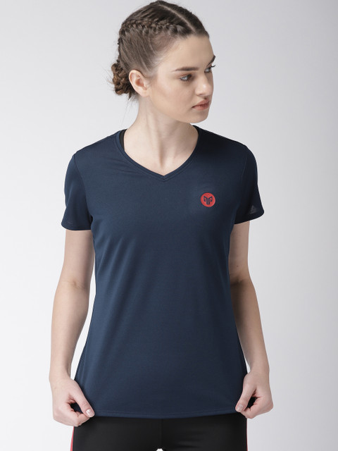 

2GO Women Navy Solid Running GO-DRY T-shirt, Navy blue