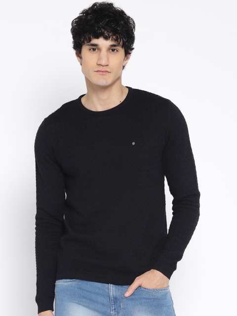 

Blackberrys Men Black Self Design Pullover