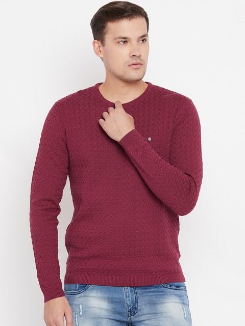 

Blackberrys Men Maroon Self Design Pullover