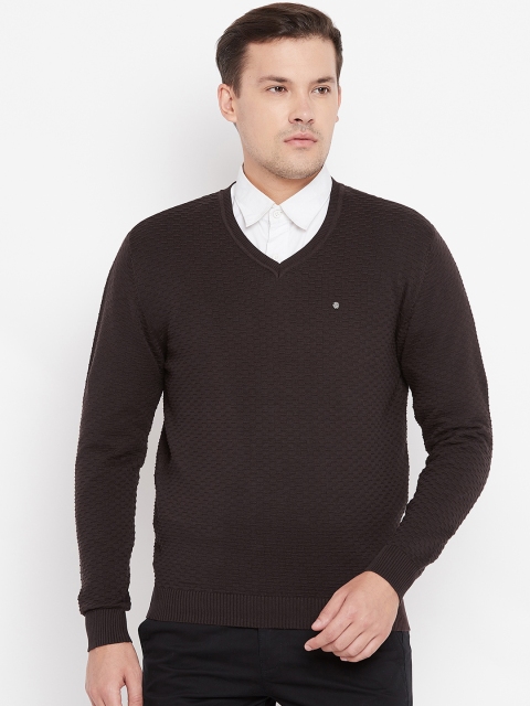 

Blackberrys Men Coffee Brown Self Design Pullover