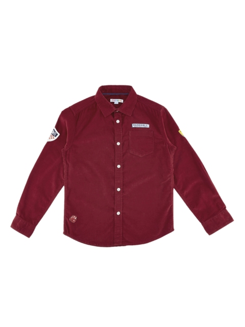 

POPPERS by Pantaloons Boys Maroon Regular Fit Solid Casual Shirt