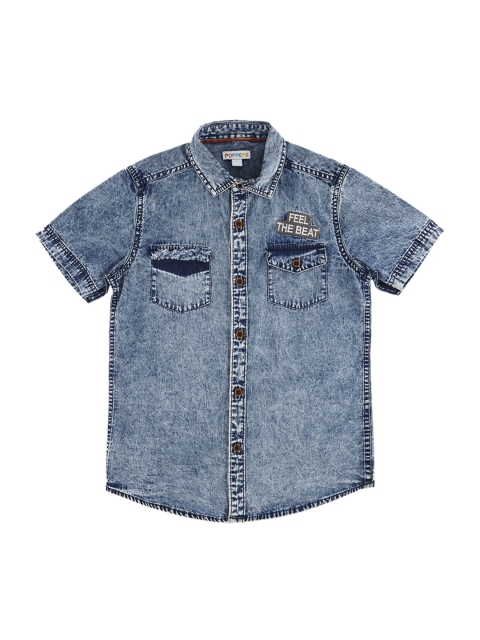 

POPPERS by Pantaloons Boys Blue Regular Fit Faded Casual Shirt