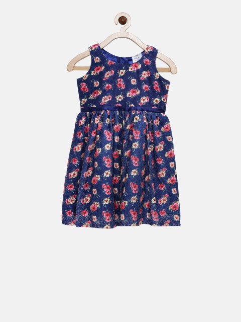 

Doodle Girls Navy Blue Printed Empire Dress