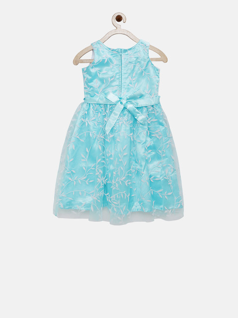 

Doodle Girls Blue Self Design Fit and Flare Dress
