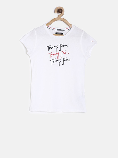 

Tommy Hilfiger Girls White Printed Round Neck T-shirt