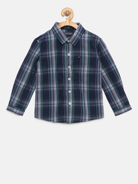 

Tommy Hilfiger Boys Navy Blue & White Regular Fit Checked Casual Shirt