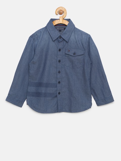

Tommy Hilfiger Boys Blue Regular Fit Printed Casual Shirt