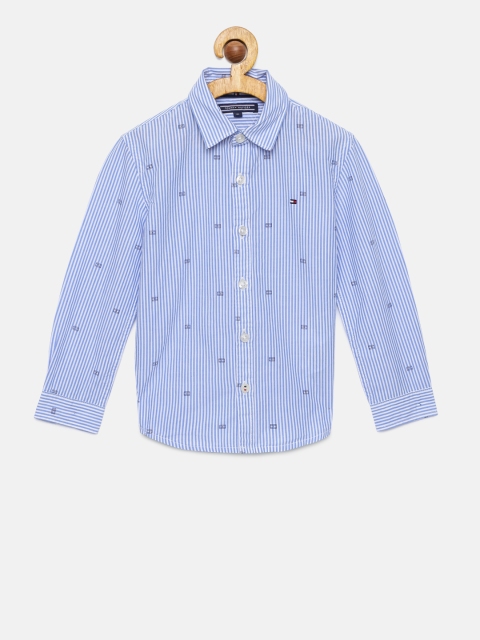

Tommy Hilfiger Boys Blue Regular Fit Striped Casual Shirt