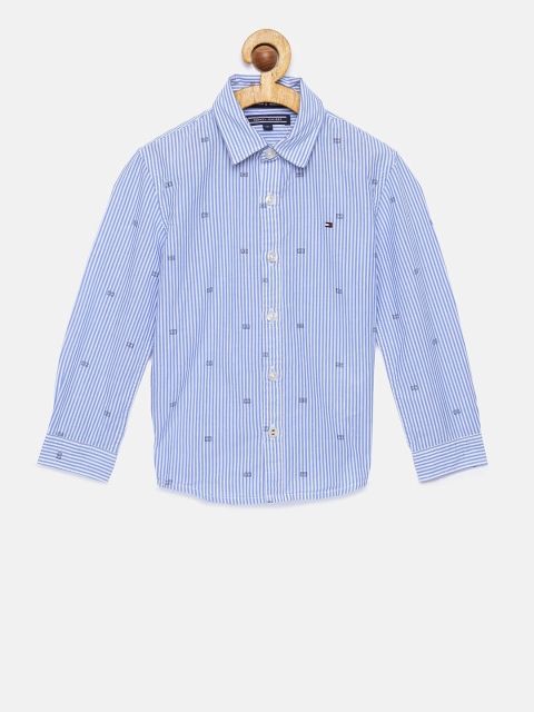 

Tommy Hilfiger Boys Blue Regular Fit Striped Casual Shirt