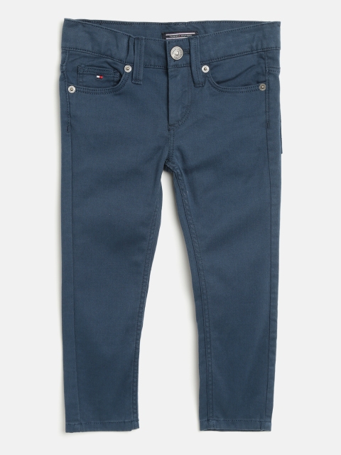 

Tommy Hilfiger Boys Navy Blue Slim Fit Solid Trousers