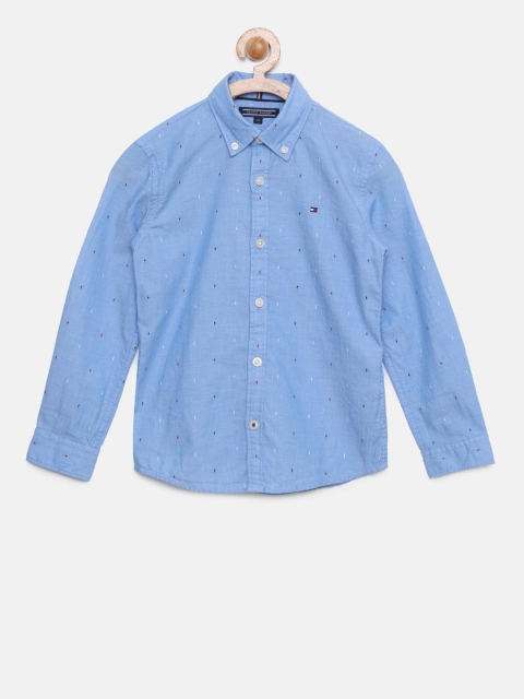

Tommy Hilfiger Boys Blue Standard Fit Printed Casual Shirt