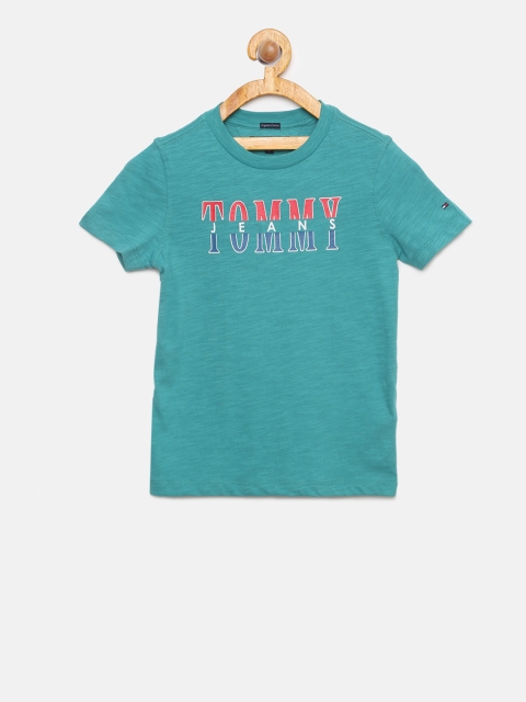 

Tommy Hilfiger Boys Teal Printed Round Neck T-shirt