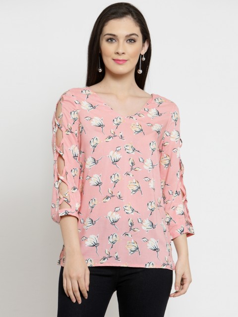 

Latin Quarters Women Peach-Coloured Printed Top