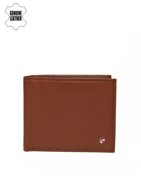 

U.S. Polo Assn. Men Tan Brown Textured Genuine Leather Two Fold Wallet