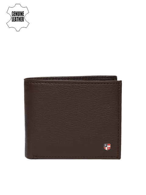 

U.S. Polo Assn. Men Brown Textured Genuine Leather Two Fold Wallet